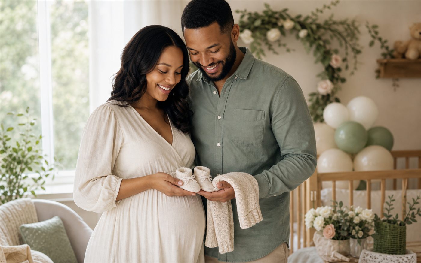 Baby shower family portrait